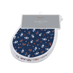 Blooms Floral Bamboo Muslin Fabric Heart Bib 2PK