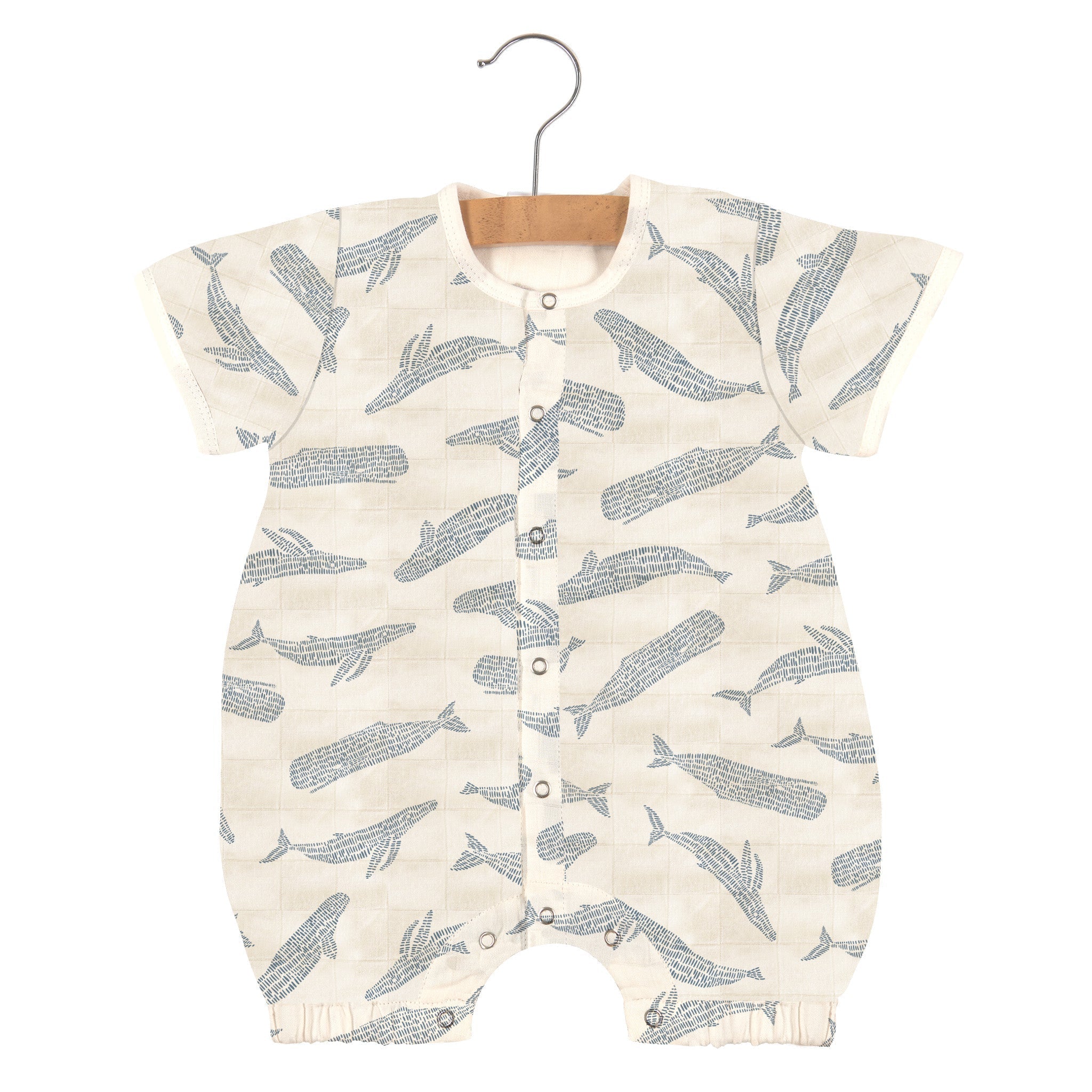 Blue Shadow Whales Bamboo Newcastle Mini Romper
