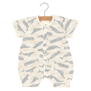 Blue Shadow Whales Bamboo Newcastle Mini Romper