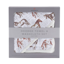 Wild Horses Cotton Hooded Towel and Washcloth Set