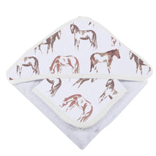 Wild Horses Cotton Hooded Towel and Washcloth Set