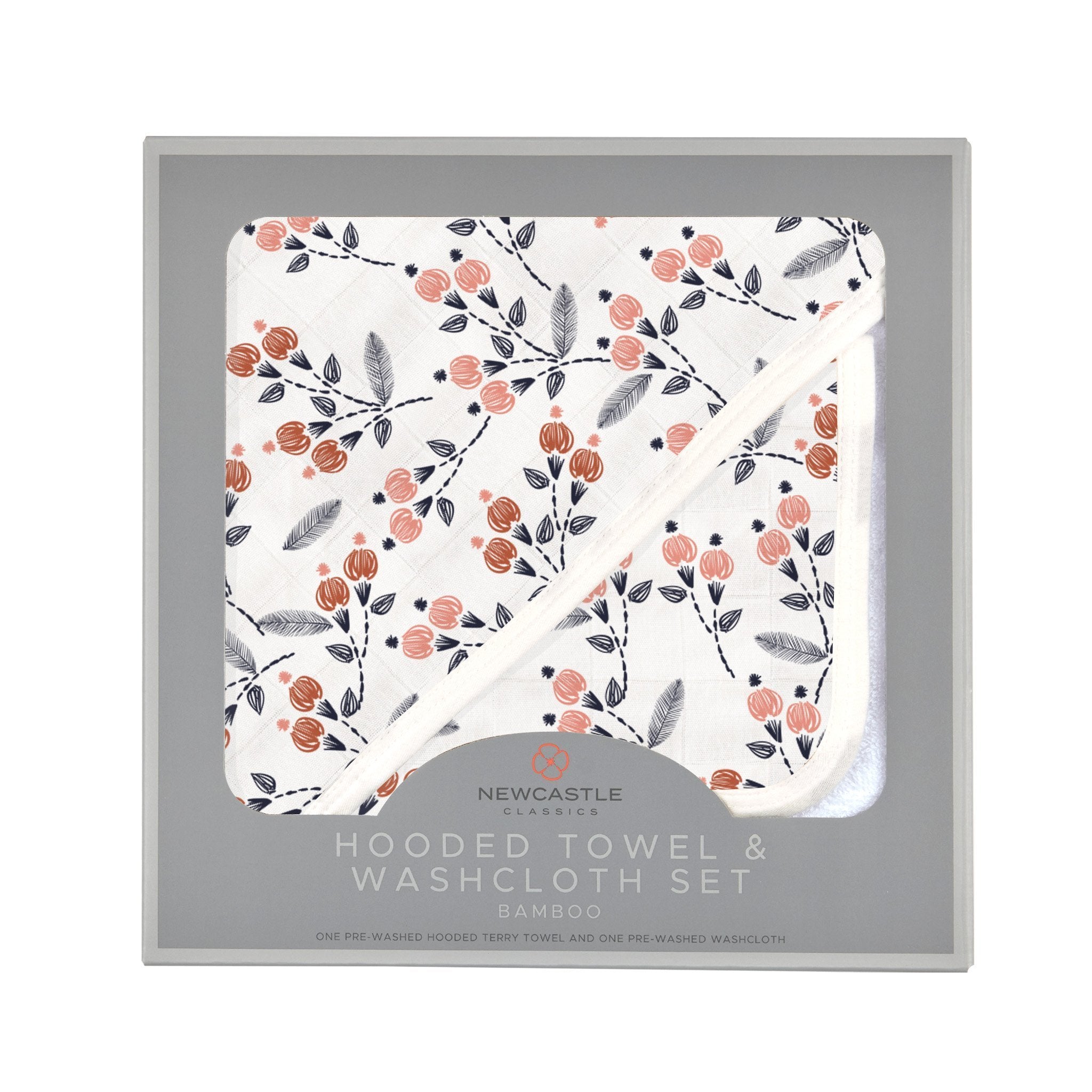 Floral Bamboo Hooded Dahlia Towel and Washcloth Set