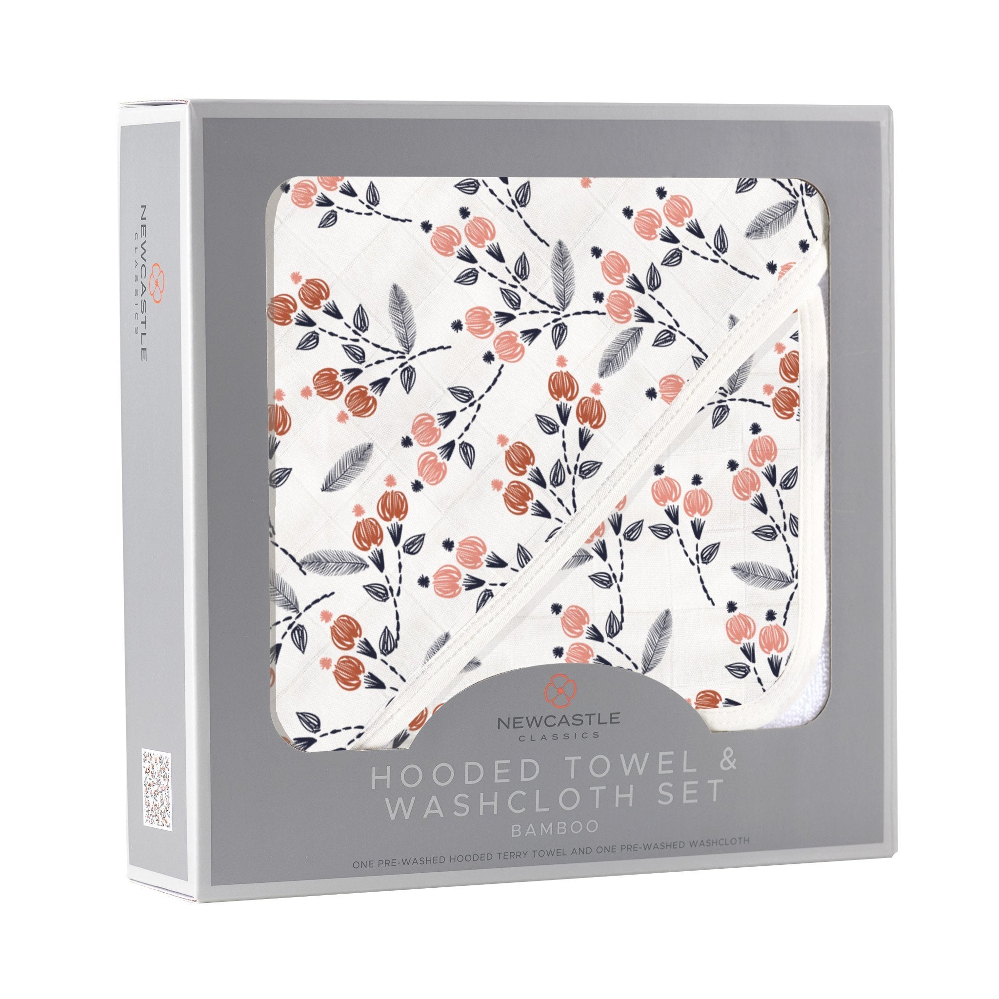 Floral Bamboo Hooded Dahlia Towel and Washcloth Set