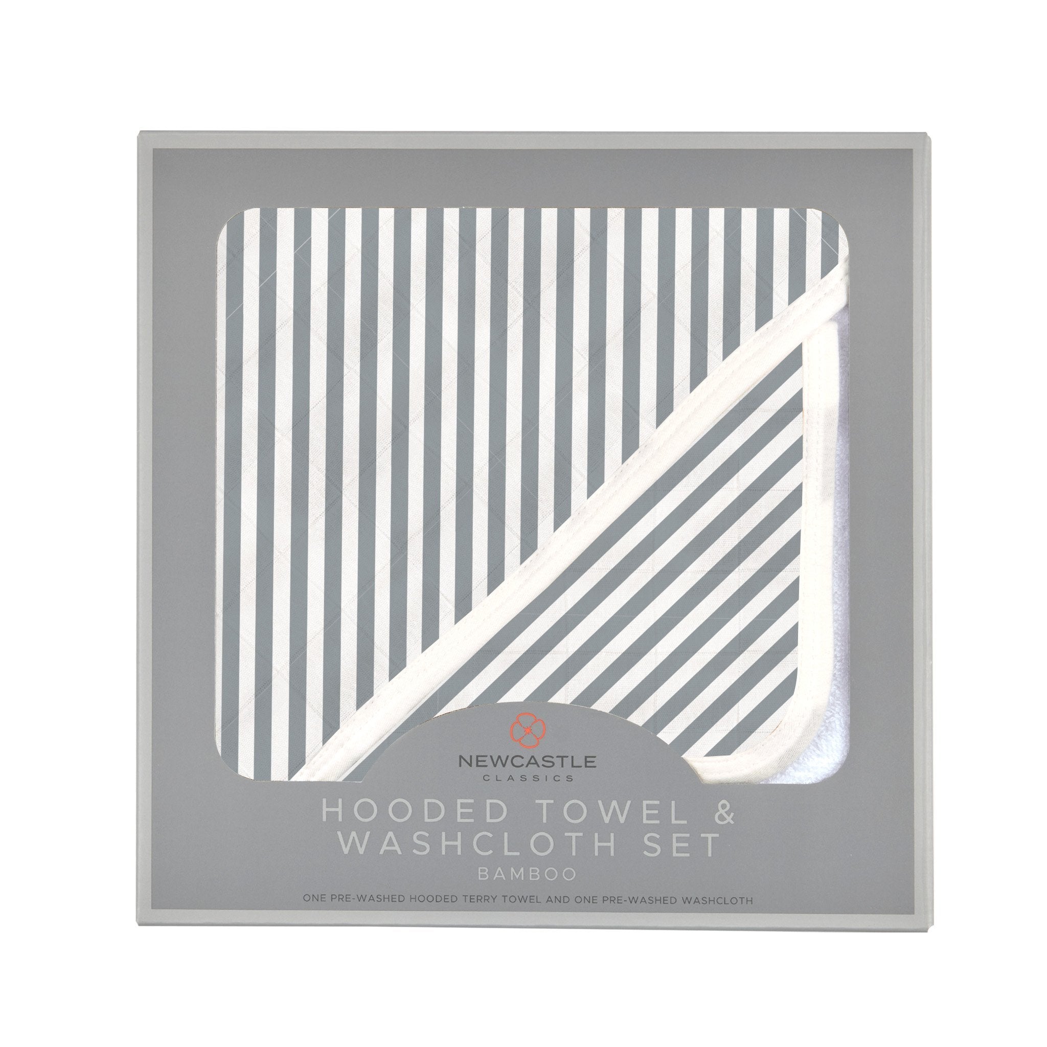 Stripe Bamboo Muslin Hooded Finley Towel and Washcloth Set