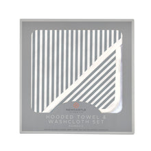 Stripe Bamboo Muslin Hooded Finley Towel and Washcloth Set