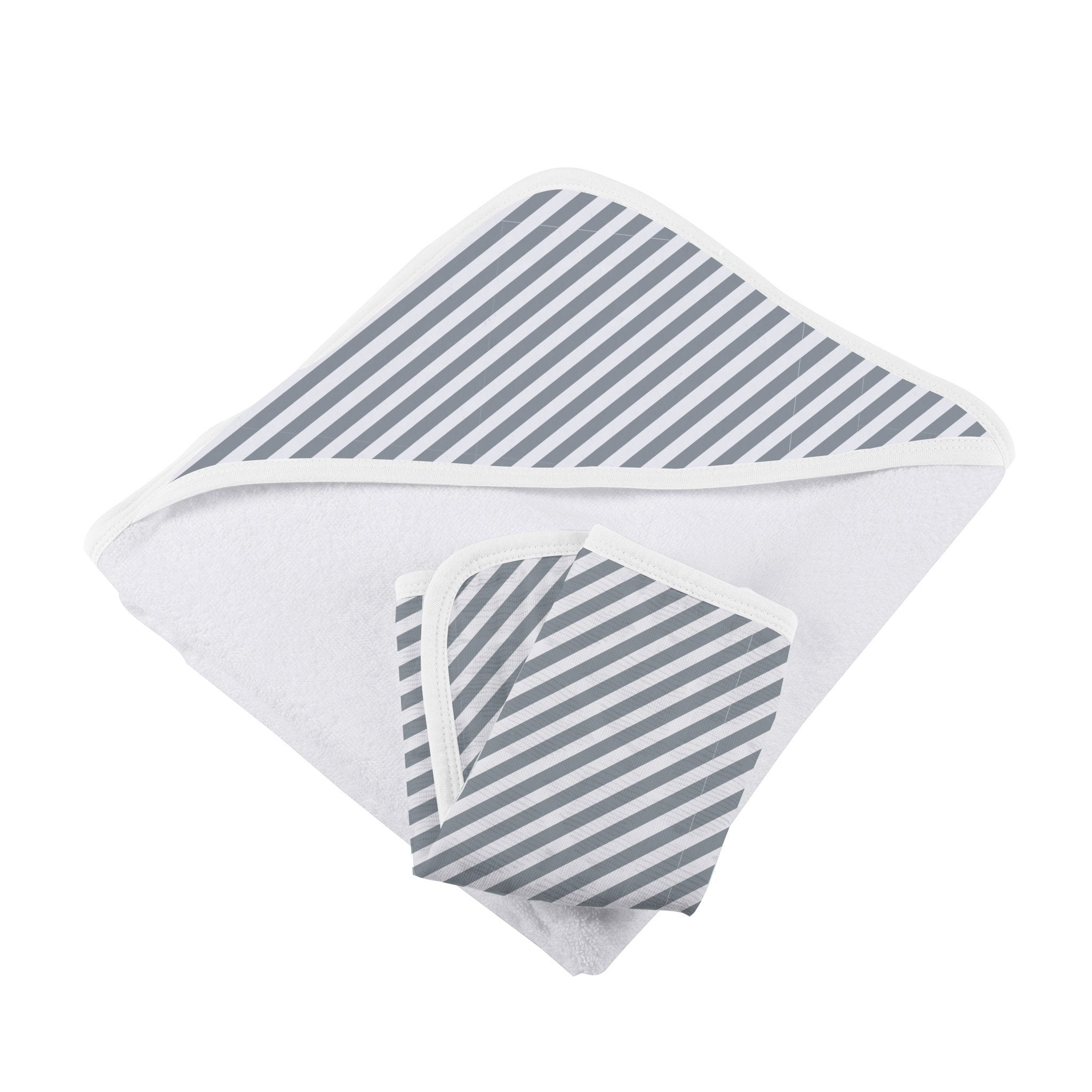 Stripe Bamboo Muslin Hooded Finley Towel and Washcloth Set