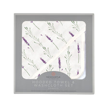 Lavender Stems Bamboo Muslin Hooded Towel and Washcloth Set