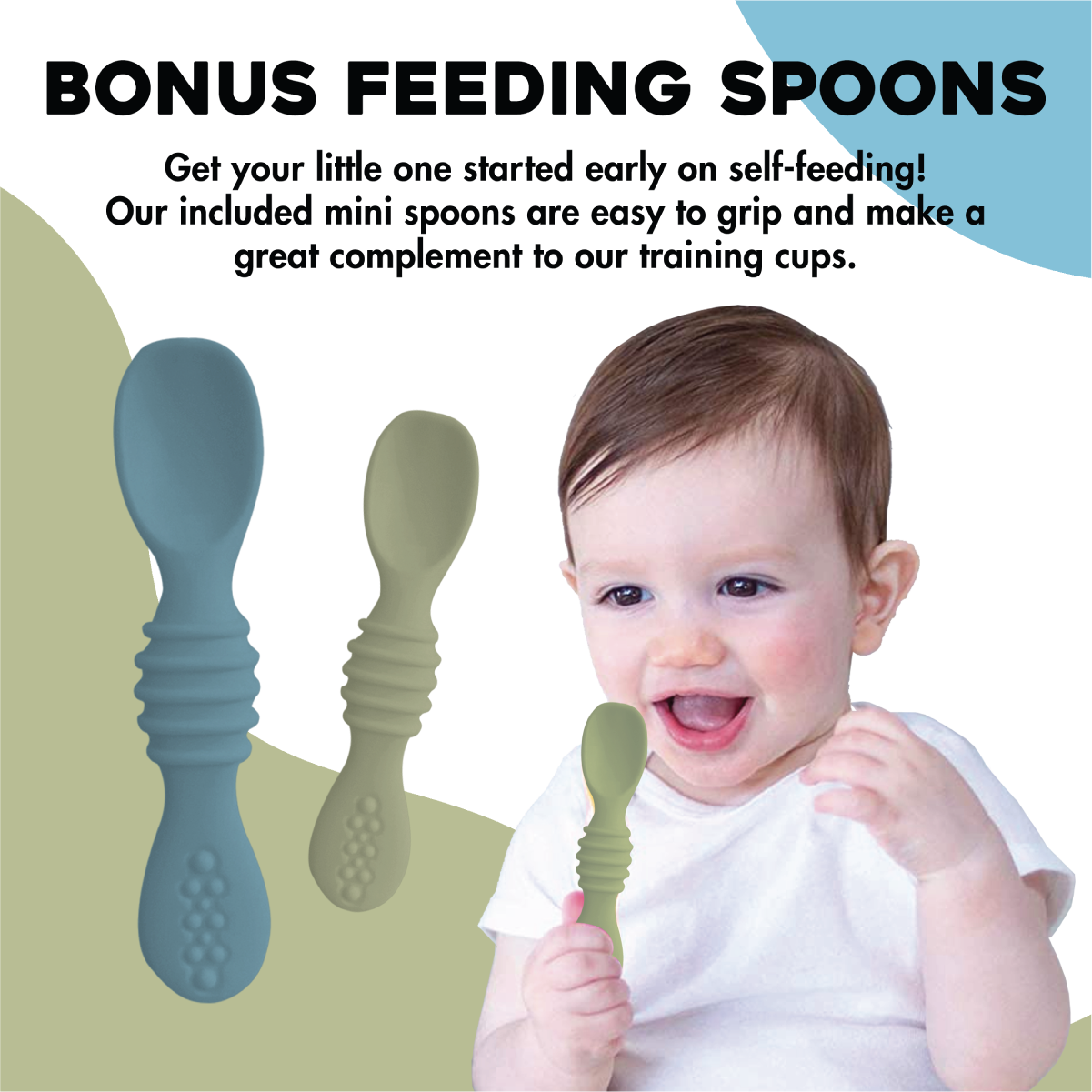 Sage & Blue BPA Free Baby Training Cups With Training Spoons