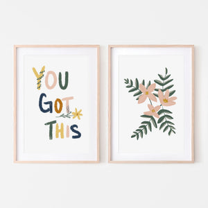 You Got This Floral Art Prints (Set of 2)
