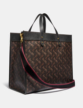 Truffle Black Field Tote 40 With Horse And Carriage Print Coach Women's Leather Bag