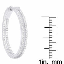 Dolce Giavonna Sterling Silver CZ Two Row Hoop Earrings