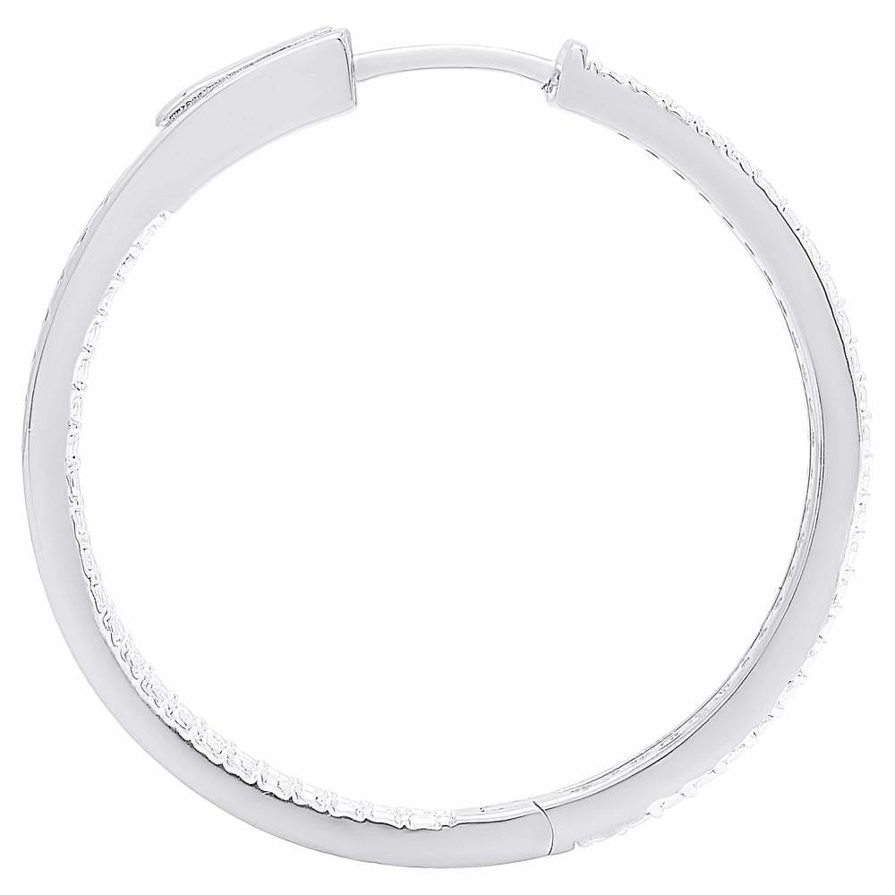 Dolce Giavonna Sterling Silver CZ Two Row Hoop Earrings