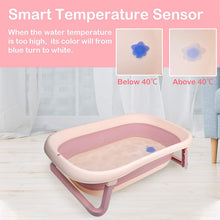 TOLEAD Folding Baby Bathtub with Smart Temperature Sensor, Certificated CPC 4-in-1 Bathtub Includes Sling and Cushion for Baby Three Stages Grow, L30.90