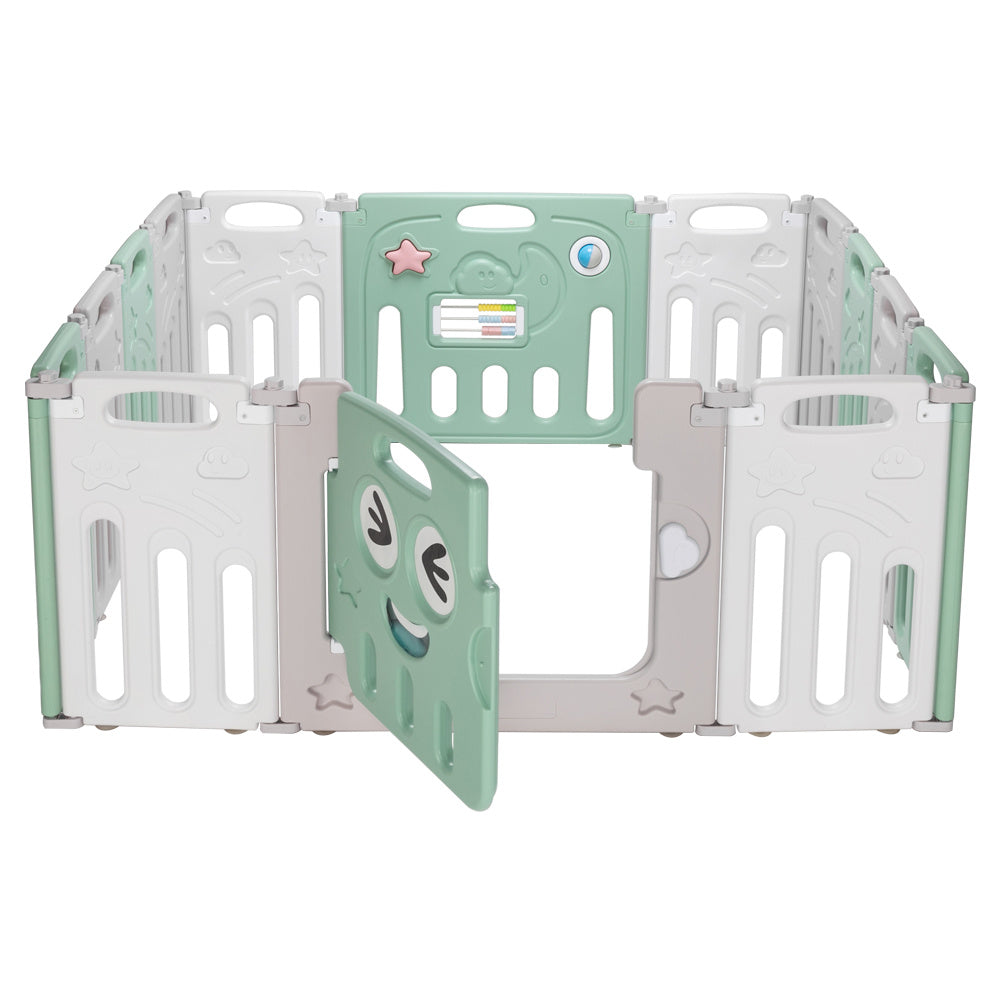 Foldable Baby 14 Panel Playpen Activity Safety Play Yard Foldable Portable HDPE Indoor Outdoor Playards Fence RT