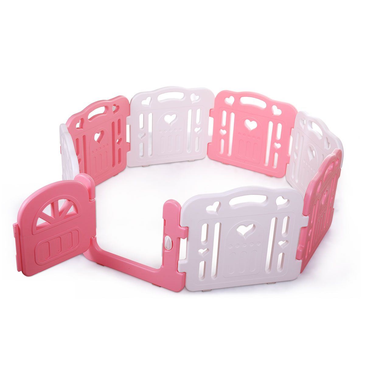 8-Panel Baby Fence, Toddlers Playpen with Safety Lock, Kids Play Center Indoor Outdoor