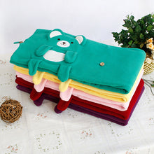 [Happy Bear - Dark Red] Embroidered Applique Coral Fleece Baby Throw Blanket (42.5 by 59.1 inches)