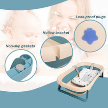 TOLEAD Folding Baby Bathtub with Smart Temperature Sensor, Certificated CPC 4-in-1 Bathtub Includes Sling and Cushion for Baby Three Stages Grow, L30.90