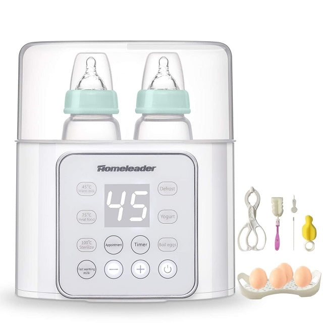 M01-01Baby Bottle Warmer  6-in-1 Double Bottle Breast Milk Warmer and Defrost, Baby Food Heater with LCD Display Accurate Temperature Control