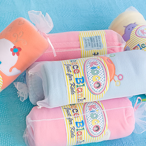 [Orange Giraffe - Pink] Embroidered Applique Coral Fleece Baby Throw Blanket (29.5 by 39.4 inches)