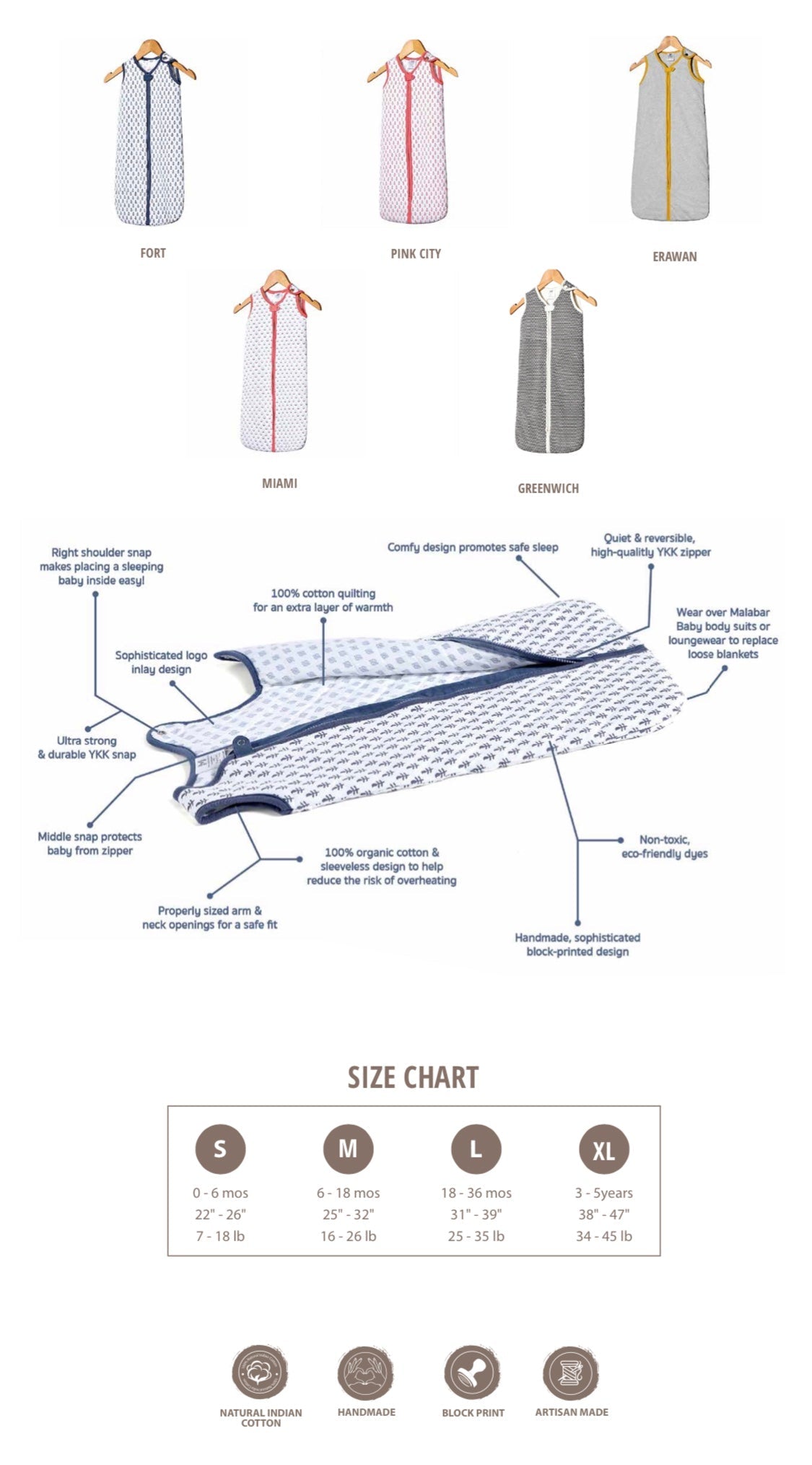 Lightweight Fort Cotton Wearable Baby Sleeping Bag