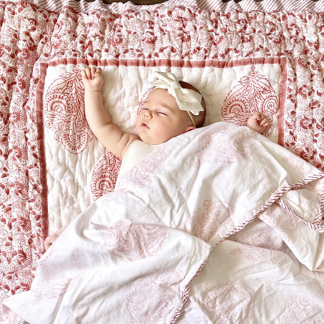 Handcrafted Muslin Bag & Baby Shower Bedding Gift Set