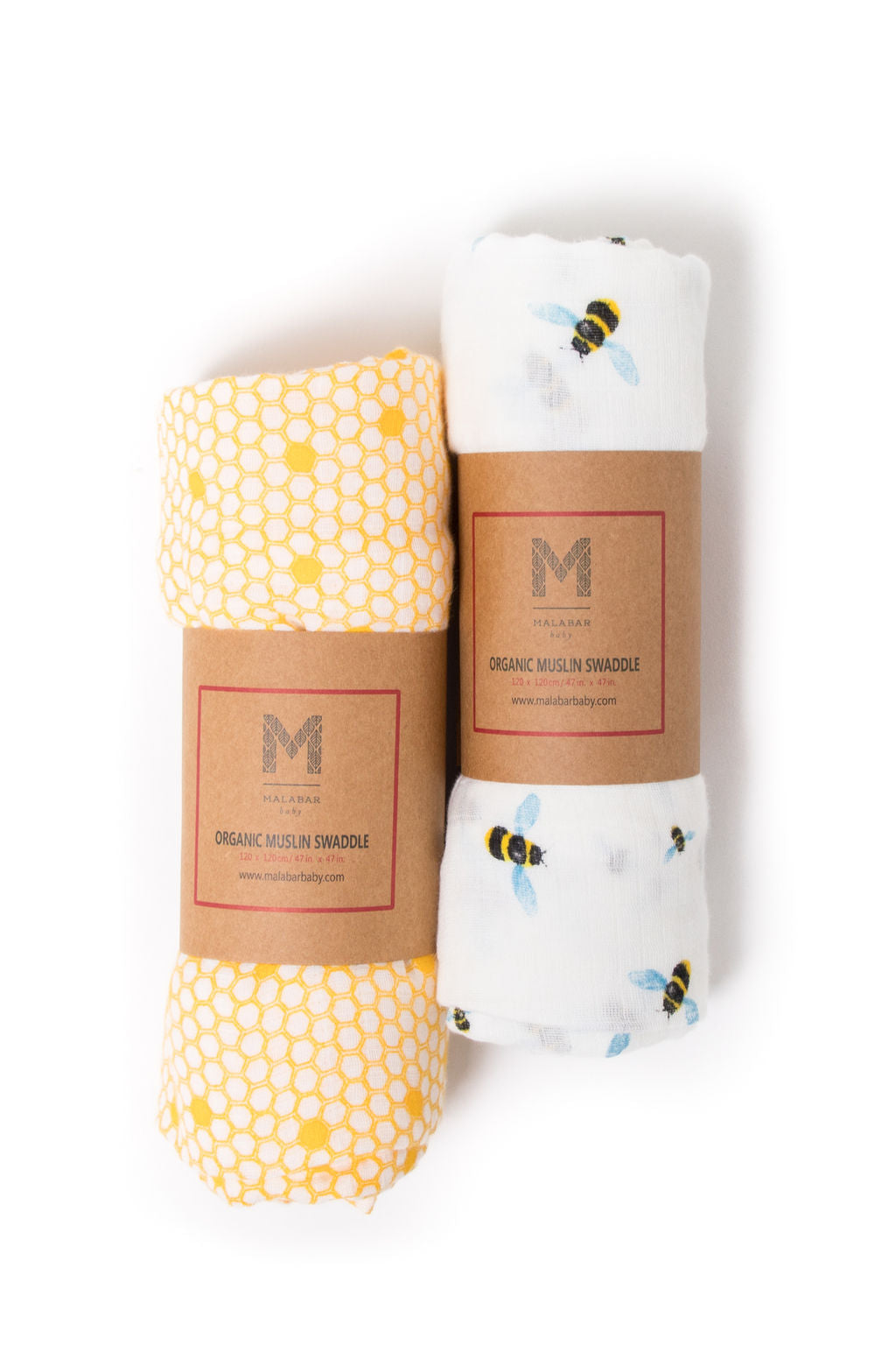 Organic Breathable Soft Cotton Busy Bees Swaddle Set