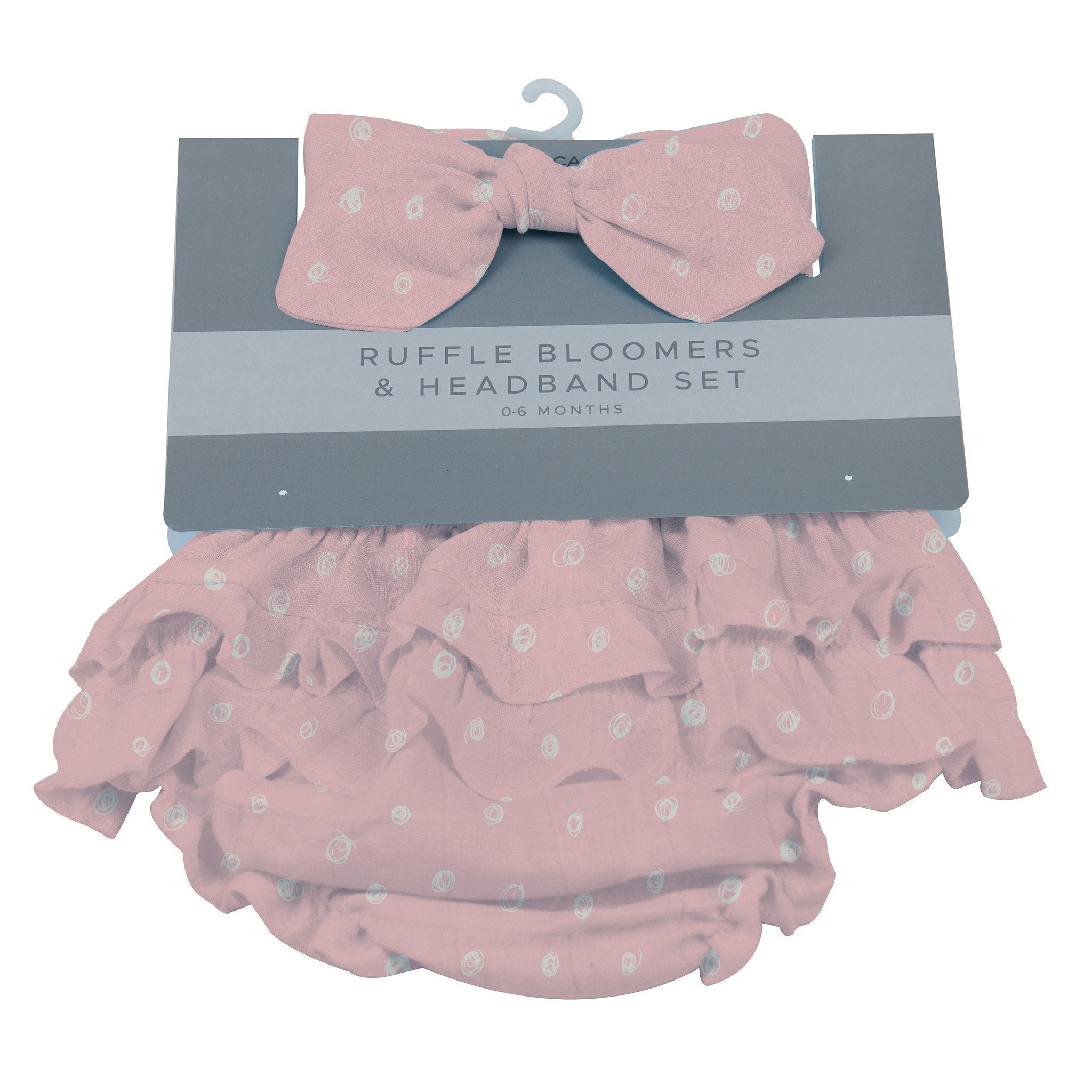 Pink Pearl Polka Dot Bamboo Ruffle Bloomers and Headband Set