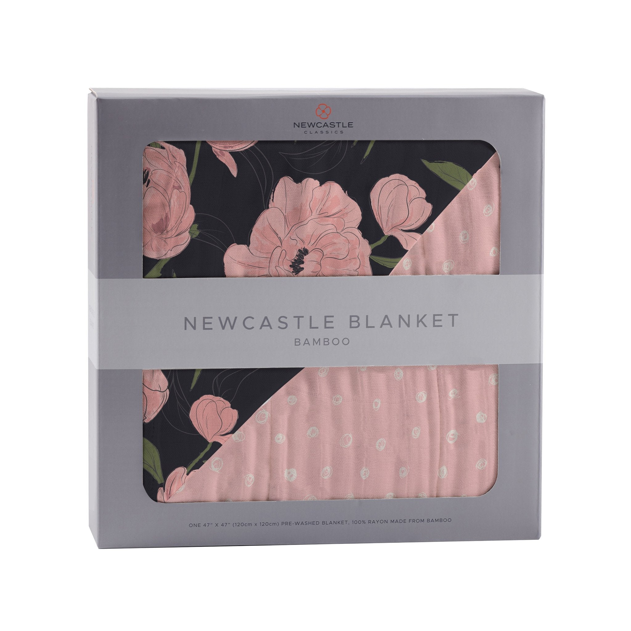 Peonies and Pearl Polka Dot Bamboo Muslin Newcastle Blanket