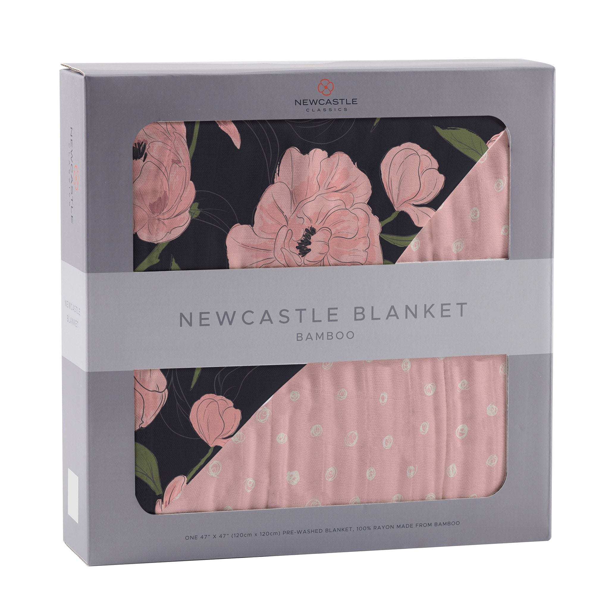 Peonies and Pearl Polka Dot Bamboo Muslin Newcastle Blanket