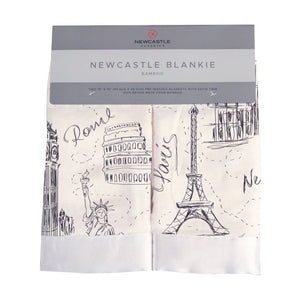 London, Paris, New York Bamboo Muslin Newcastle Baby Blankie