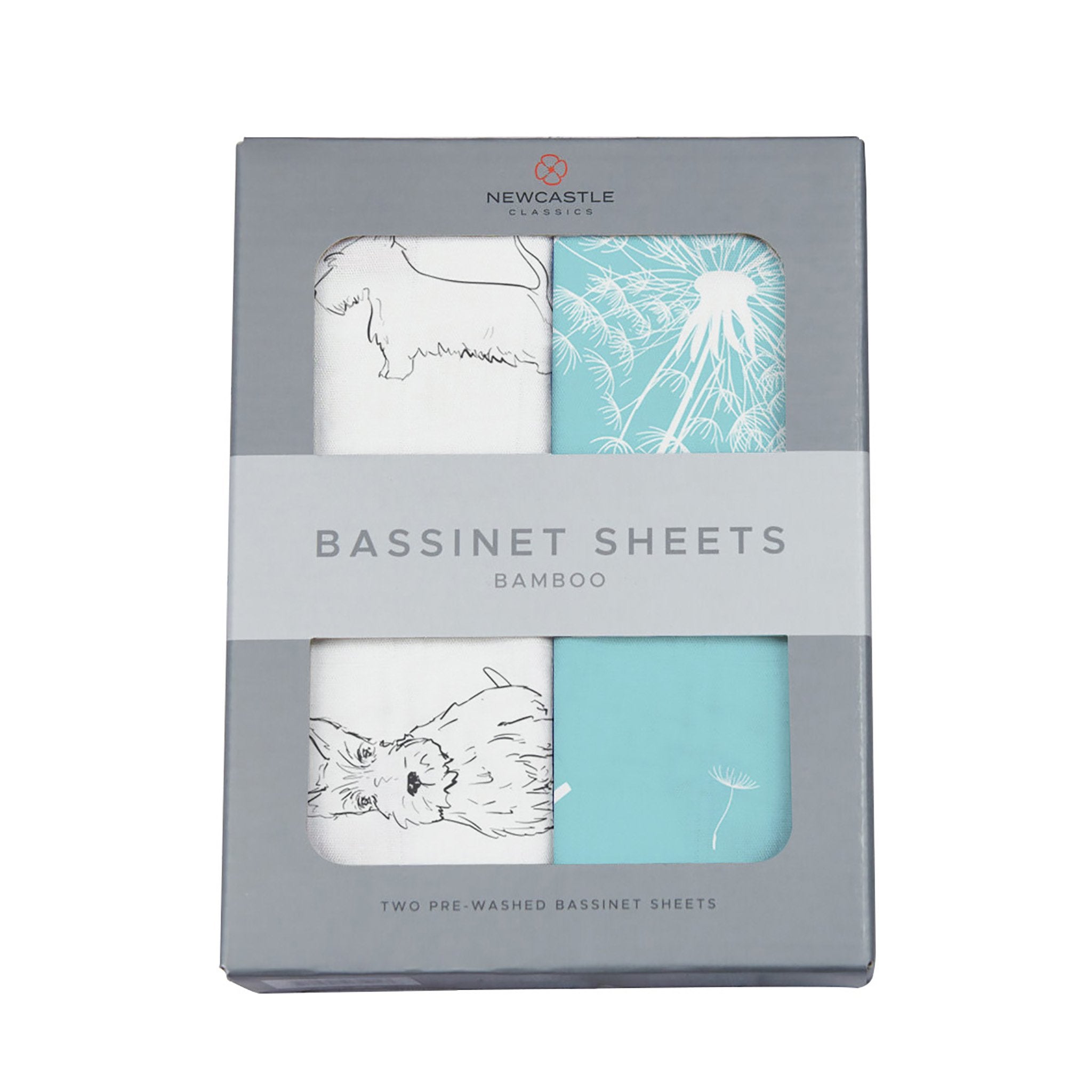 Corgi and Dandelion Seeds Bamboo Bassinet Sheets