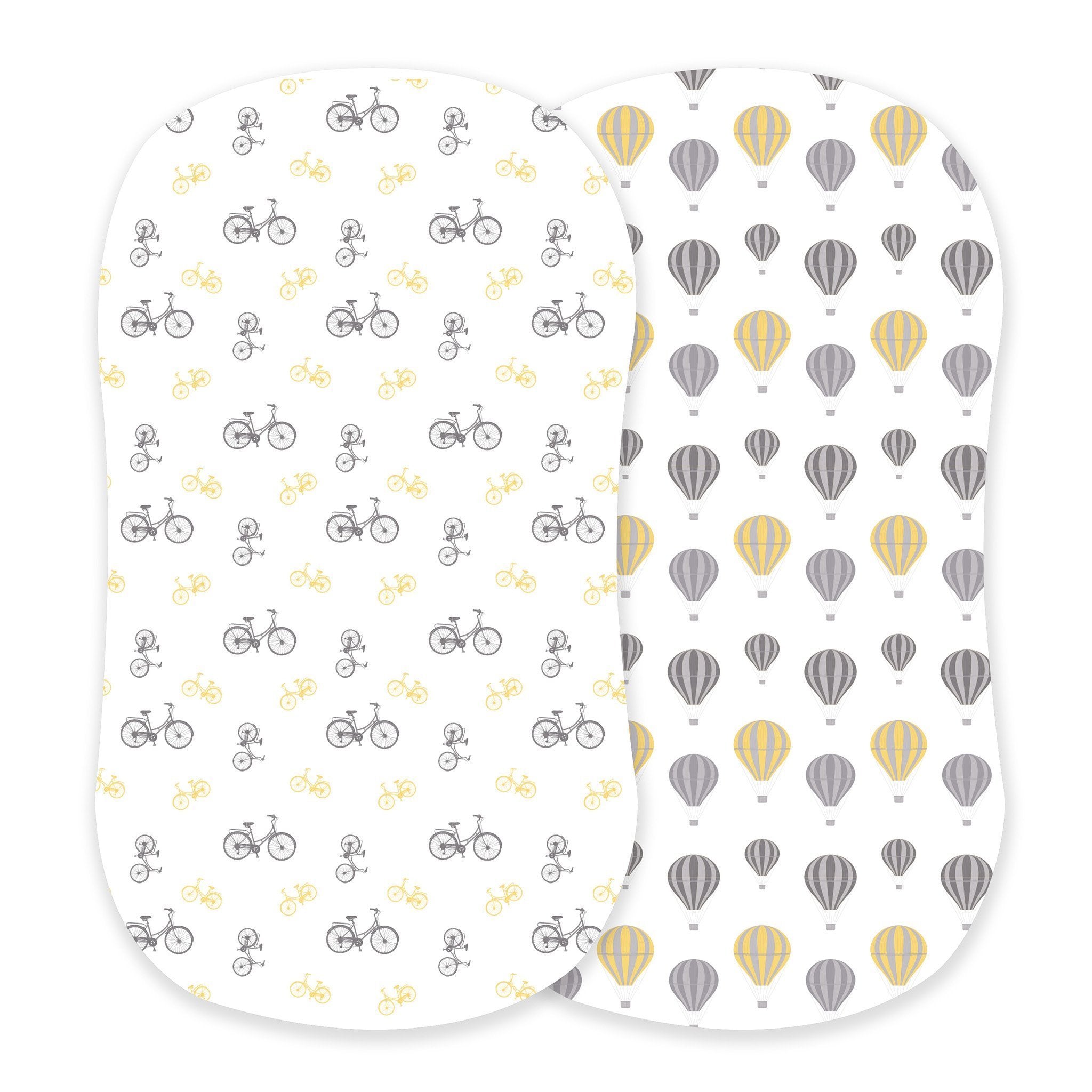 Vintage Bicycles and Hot Air Balloon Bamboo Muslin Bassinet Sheet