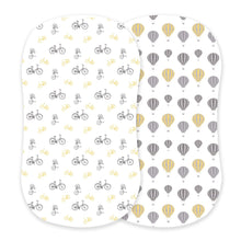 Vintage Bicycles and Hot Air Balloon Bamboo Muslin Bassinet Sheet