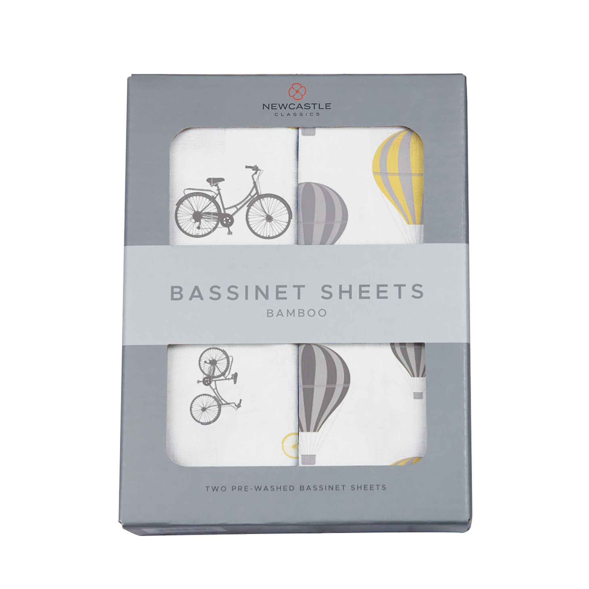Vintage Bicycles and Hot Air Balloon Bamboo Muslin Bassinet Sheet