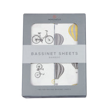 Vintage Bicycles and Hot Air Balloon Bamboo Muslin Bassinet Sheet