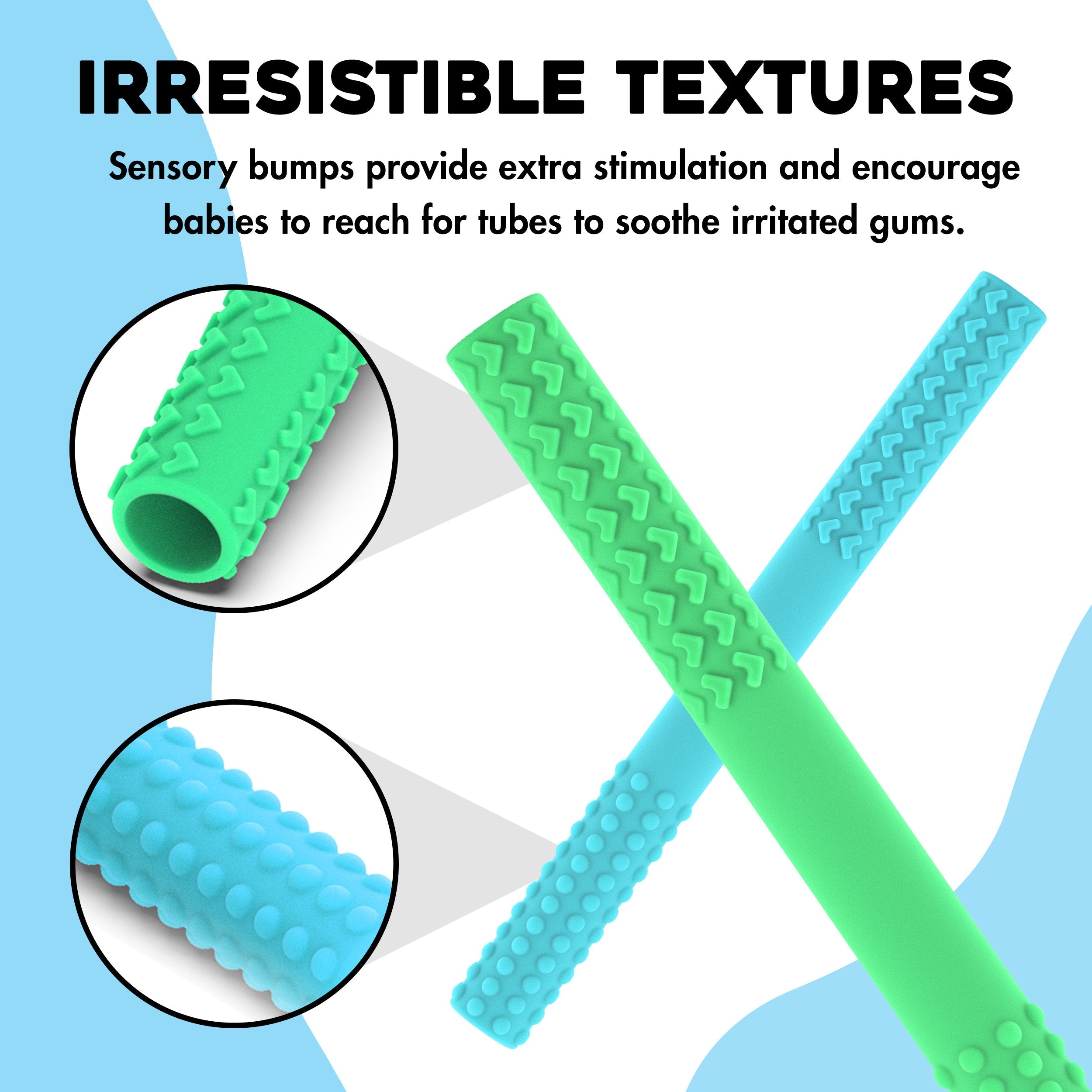 Hollow Sensory BPA Free Baby Teething Tubes 5 Pack